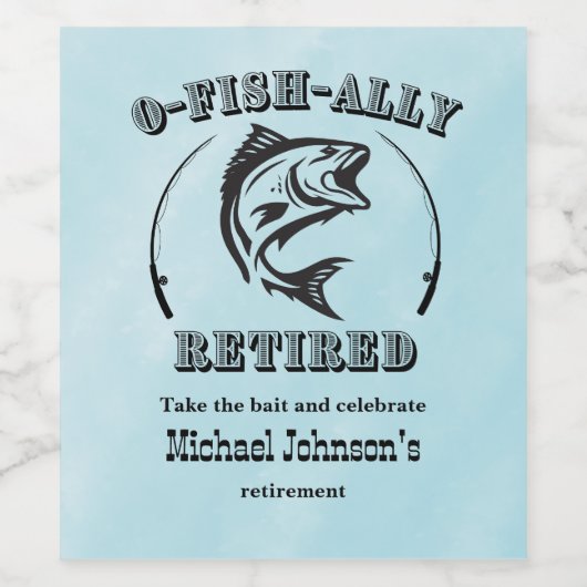 Ruhestandsfischerei auf O-Fisch in Ruhestand Weinetikett (Einzelnes Label)
