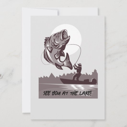 Ruhestandsfischerei Vintag am Fisherman-See Einladung (Rückseite)