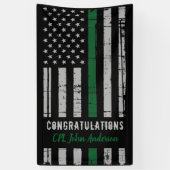 Ruhestandsflagge der Militärarmee mit dünner grüne Banner (Vertikal)