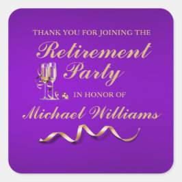 Ruhestandsformal Classic Champagner Glass Quadratischer Aufkleber