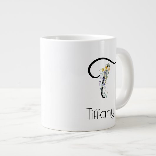 Ruhestandsgeschenk Arbeitgeber monogramm Aquarell Jumbo-Tasse (Vorderseite Rechts)