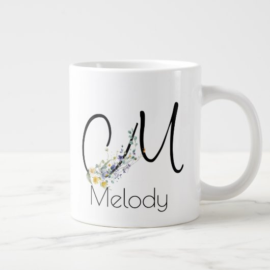 Ruhestandsgeschenk Arbeitgeber monogramm Aquarell Jumbo-Tasse (Rechts)