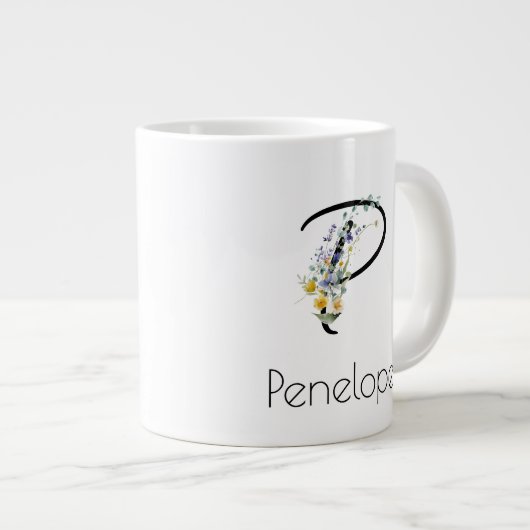 Ruhestandsgeschenk Arbeitgeber monogramm Aquarell Jumbo-Tasse (Vorderseite Rechts)