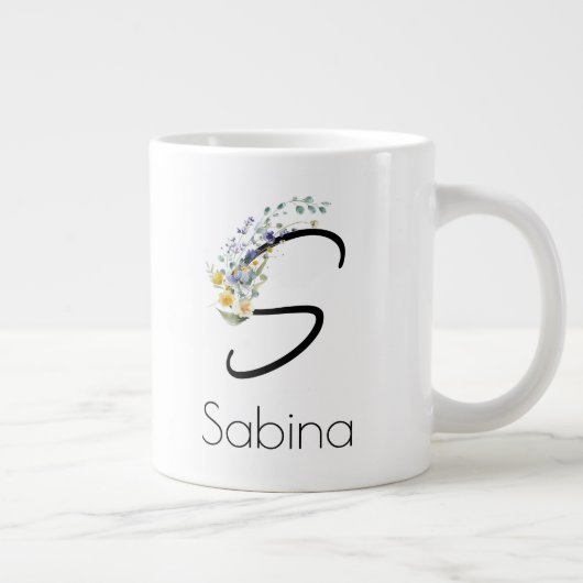 Ruhestandsgeschenk Arbeitgeber monogramm Aquarell Jumbo-Tasse (Rechts)