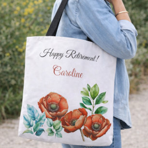Ruhestandsgeschenk für sie Aquarell Rote Mohnblume Tasche