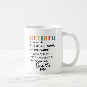 Ruhestandsgeschenke für Frauen, Personalisierter R Kaffeetasse