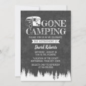 Ruhestandsgone Camping Rustikale Waldhalskarte Einladung (Vorderseite)