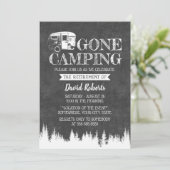 Ruhestandsgone Camping Rustikale Waldhalskarte Einladung (Stehend Vorderseite)