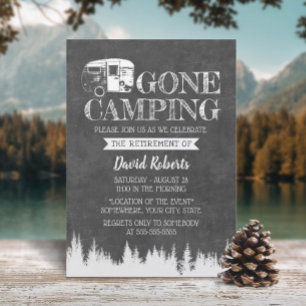 Ruhestandsgone Camping Rustikale Waldhalskarte Einladung