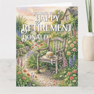 Ruhestandskarte mit Illustration eines Cottage-Gar Karte