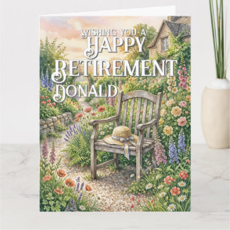 Ruhestandskarte mit Illustration eines Cottage-Gar Karte