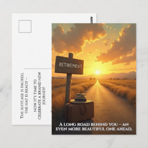 Ruhestandskarte mit Sonnenuntergangsstraße und Zit Postkarte