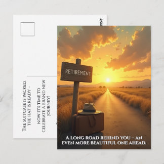 Ruhestandskarte mit Sonnenuntergangsstraße und Zit Postkarte