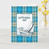 Ruhestandskur Segelboot auf Kariert Karte (Gelbe Blume)