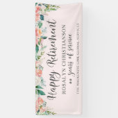 Ruhestandskurve Blush Pink Blumenschrift Banner (Vertikal)