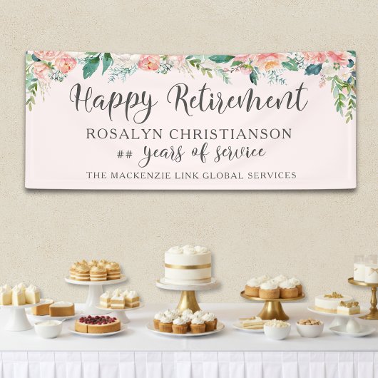 Ruhestandskurve Blush Pink Blumenschrift Banner
