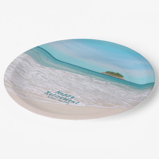 Ruhestandspapier Tropical Beach Pappteller (Schrägansicht)