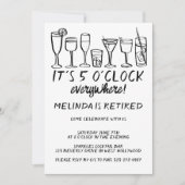 RUHESTANDSPARTY 17 UHR ÜBERALL Cocktail Drinks Einladung (Vorderseite)