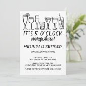 RUHESTANDSPARTY 17 UHR ÜBERALL Cocktail Drinks Einladung (Stehend Vorderseite)