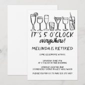 RUHESTANDSPARTY 17 UHR ÜBERALL Cocktail Drinks Einladung (Vorne/Hinten)