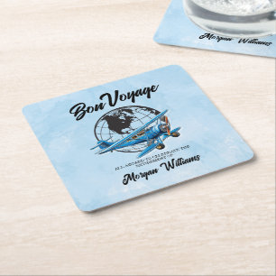 Ruhestandsparty Bon Voyage Reise Globus Flugzeug Rechteckiger Pappuntersetzer
