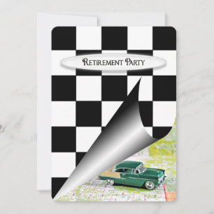 Ruhestandsparty mit altem Auto Einladung