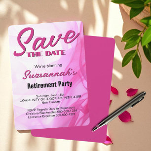 Ruhestandsparty Termin merken Abstrakte rosa Farbe Save The Date