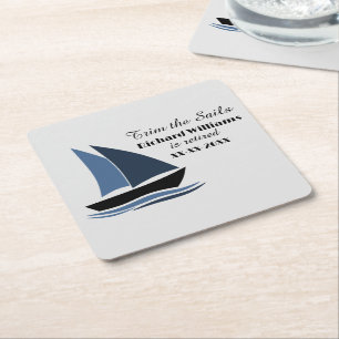 Ruhestandsparty Thema Nautisches Segeln Modern Rechteckiger Pappuntersetzer