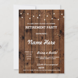 Ruhestandsparty Vintage Ruheständler Holz Einladun Einladung
