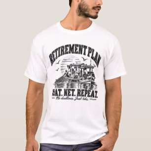 Ruhestandsplan Boot-Netz-Wiederholung   Schwarze T T-Shirt