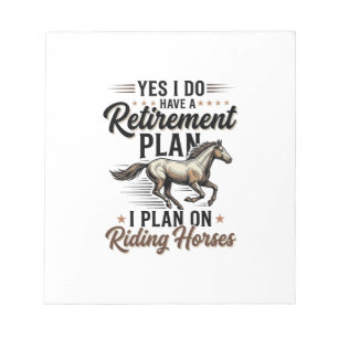Ruhestandsplan Reitpferde Vintage-Shirt-Design Notizblock