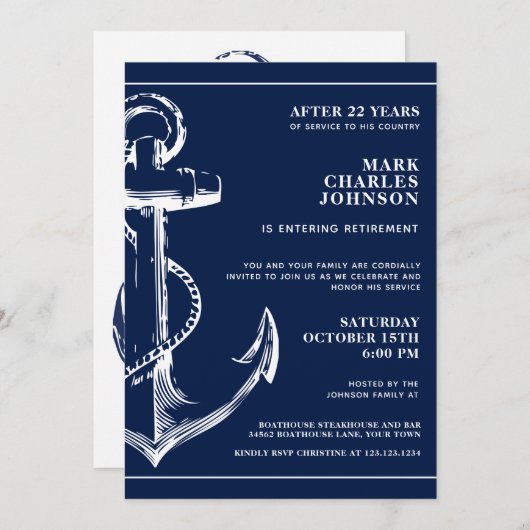 Ruhestandsregelung für die Marine Einladung (Vorne/Hinten)