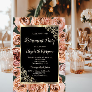 Ruhestandsregelung für elegante Rose aus Gold Einladung