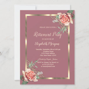 Ruhestandsregelung für elegante Rose aus Gold Einladung