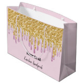 Ruhestandsregelung für rosa und goldene Tropfen Große Geschenktüte (Rückseite Schrägansicht)