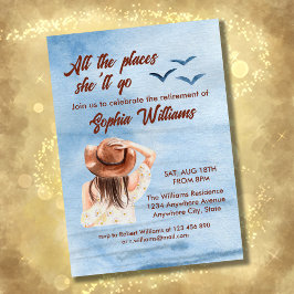 Ruhestandsreise an allen Orten Frau Aquarell Einladung