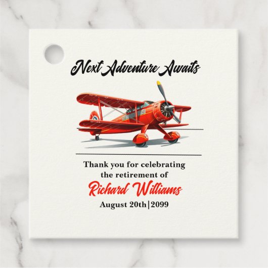 Ruhestandsreisen Themengebiet Party Rotes Flugzeug Geschenkanhänger (Vorderseite)