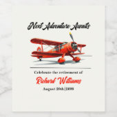 Ruhestandsreisen Themengebiet Party Rotes Flugzeug Weinetikett (Einzelnes Label)