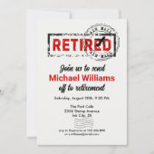 Ruhestandsreiseposten Briefmarke Grunge Einladung (Vorderseite)