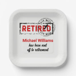 Ruhestandsreiseposten Briefmarke Grunge Pappteller