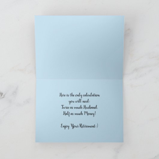 Ruhestandsspaß-Spaß zweimal so viel Ehemann halbes Karte (Innenseite)