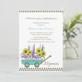 Ruhestandswagen voll mit Blume Einladung (Stehend Vorderseite)