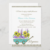 Ruhestandswagen voll mit Blume Einladung (Vorne/Hinten)