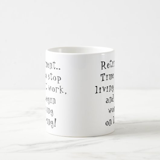 Ruhestandszeit zum Ende des Lebens am Arbeitsplatz Kaffeetasse (Mittel)