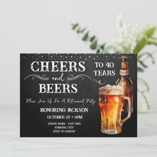 Ruhestätte für Cheers und Bier Rustikales Party Einladung (Stehend Vorderseite)