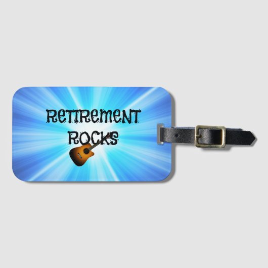 Ruhestätten, Gitarre über blaues Sonnenburst-Desig Gepäckanhänger (Vorderseite (Horizontal))