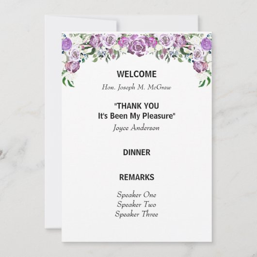 Ruhetabelle Programm Lila Blume (Rückseite)