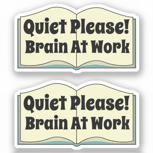 Ruhig bitte! Funny Book Zitat 2 Stück Aufkleber (Vorderseite)