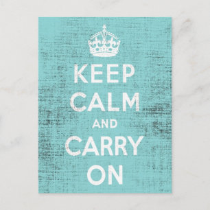 Ruhig bleiben Blau Grunge Leinwand Postkarte