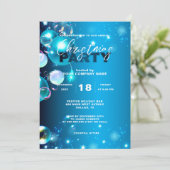 Ruhig Blue Winter Night Corporate Weihnachten Einladung (Stehend Vorderseite)